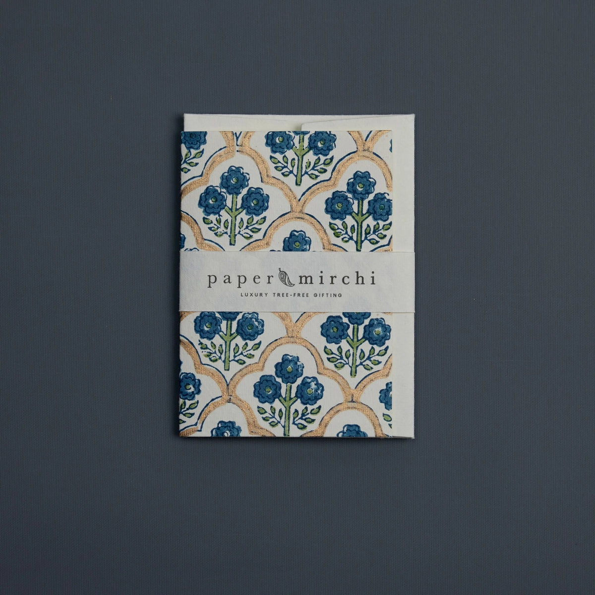 Carte de Vœux Block Treillis Indigo - Papier Mirchi