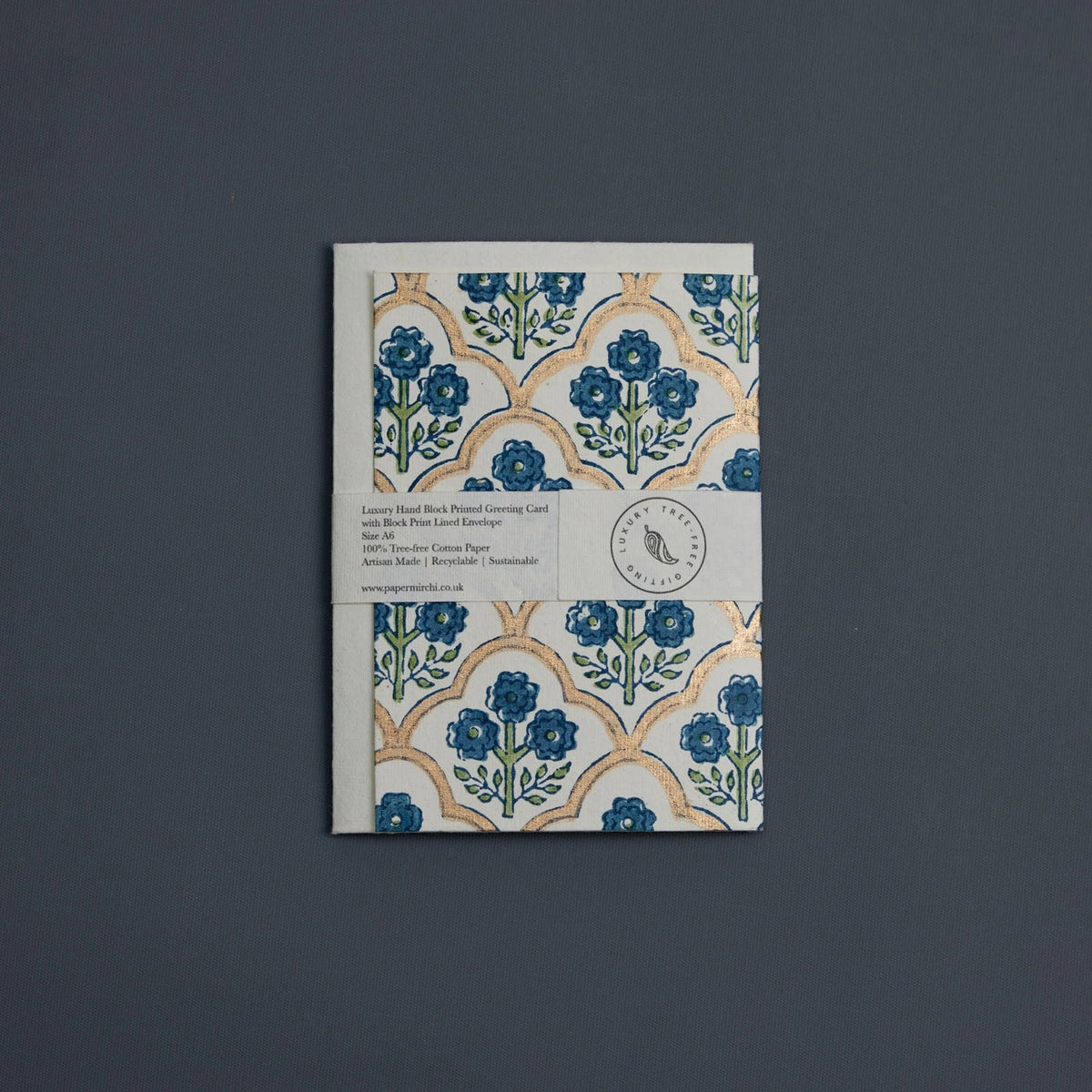 Carte de Vœux Block Treillis Indigo - Papier Mirchi