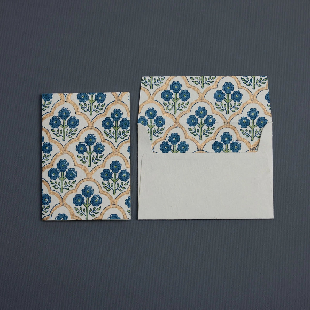 Carte de Vœux Block Treillis Indigo - Papier Mirchi