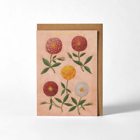 Carte de vœux Fleurs sur fond rose - Roomytown