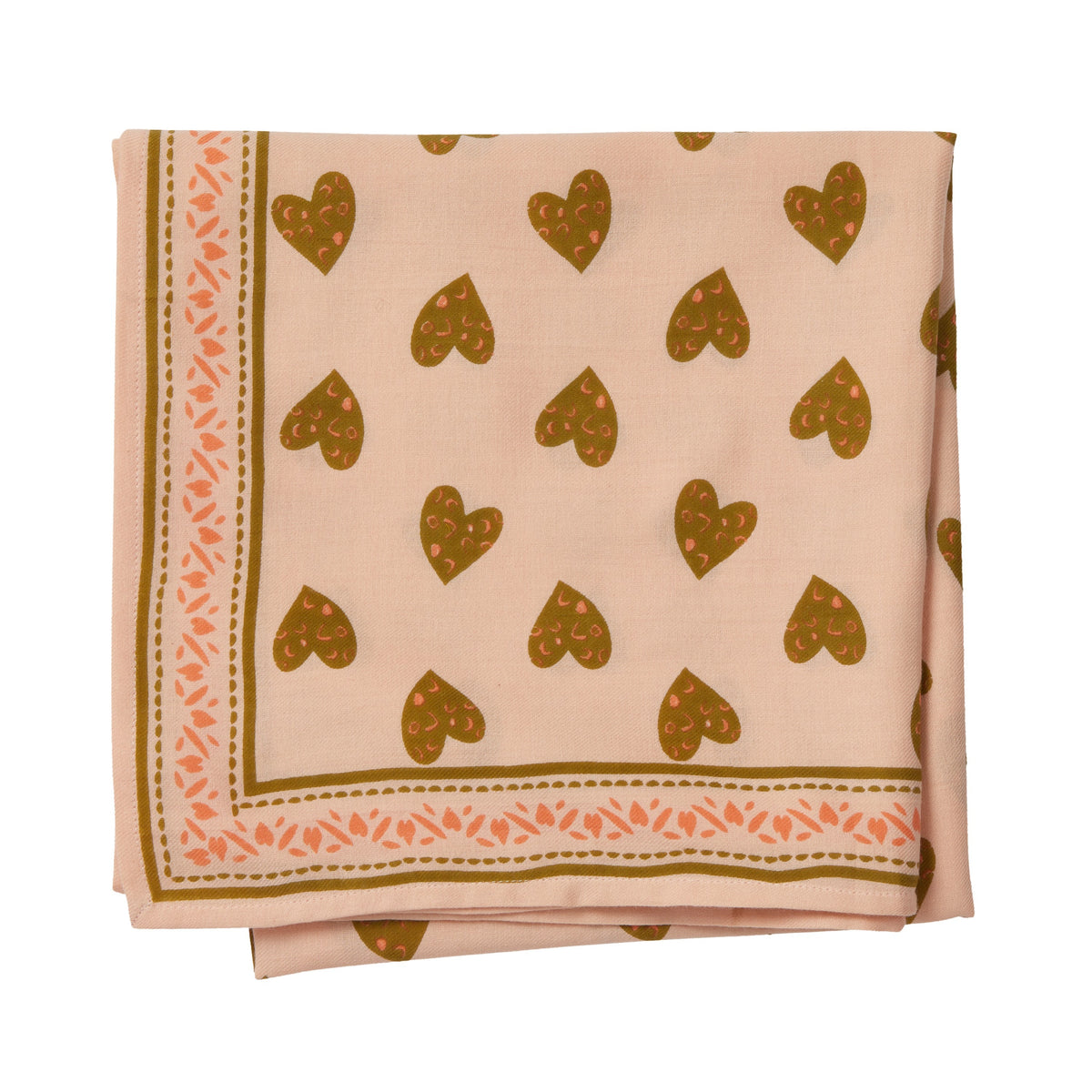 Grand Foulard Indien Cœur Sauvage Rose - Bonheur du Jour Paris