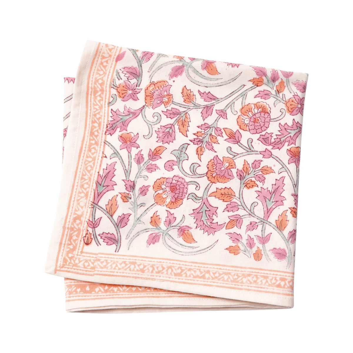 Petit Foulard Indien Papaya - Bonheur du Jour Paris