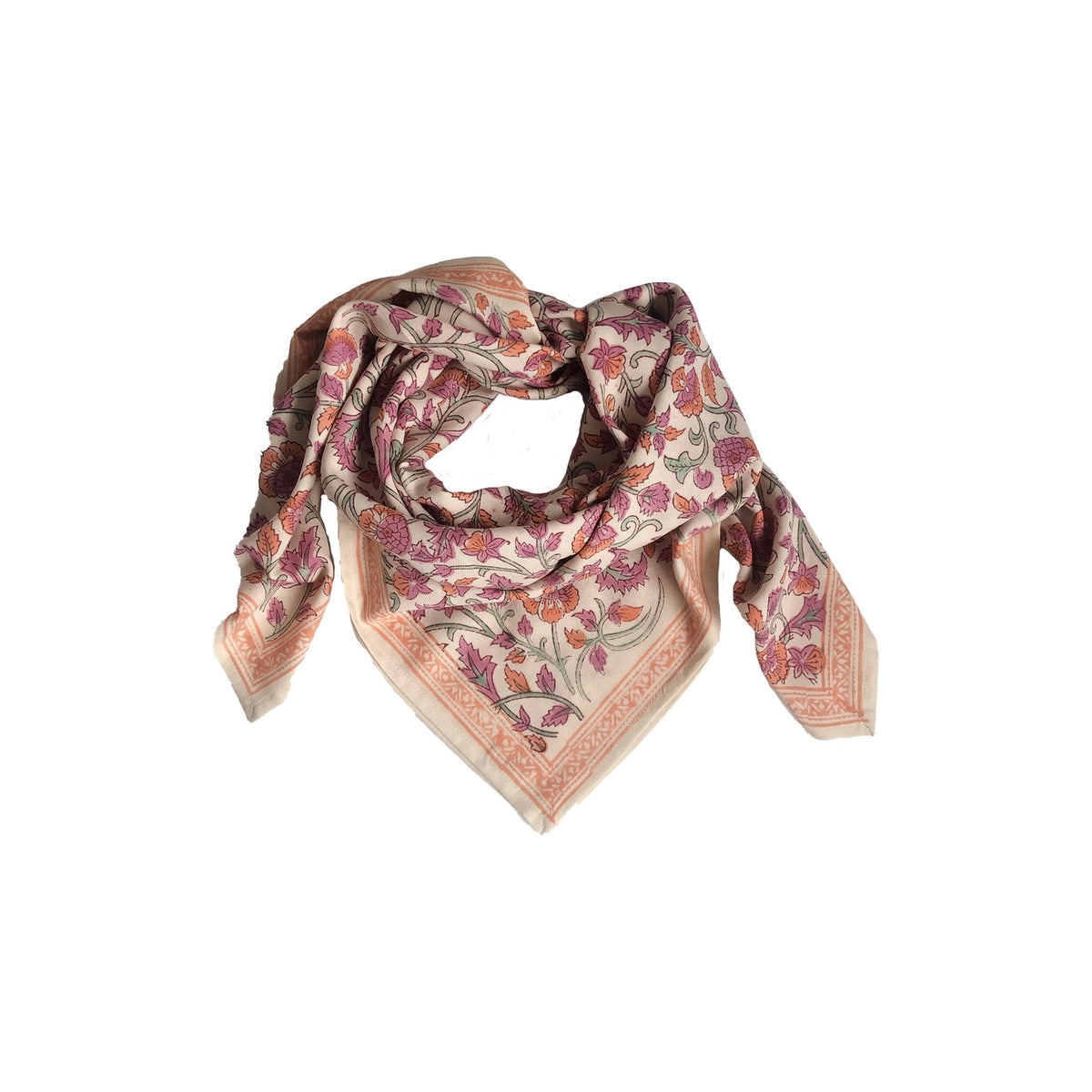 Petit Foulard Indien Papaya - Bonheur du Jour Paris