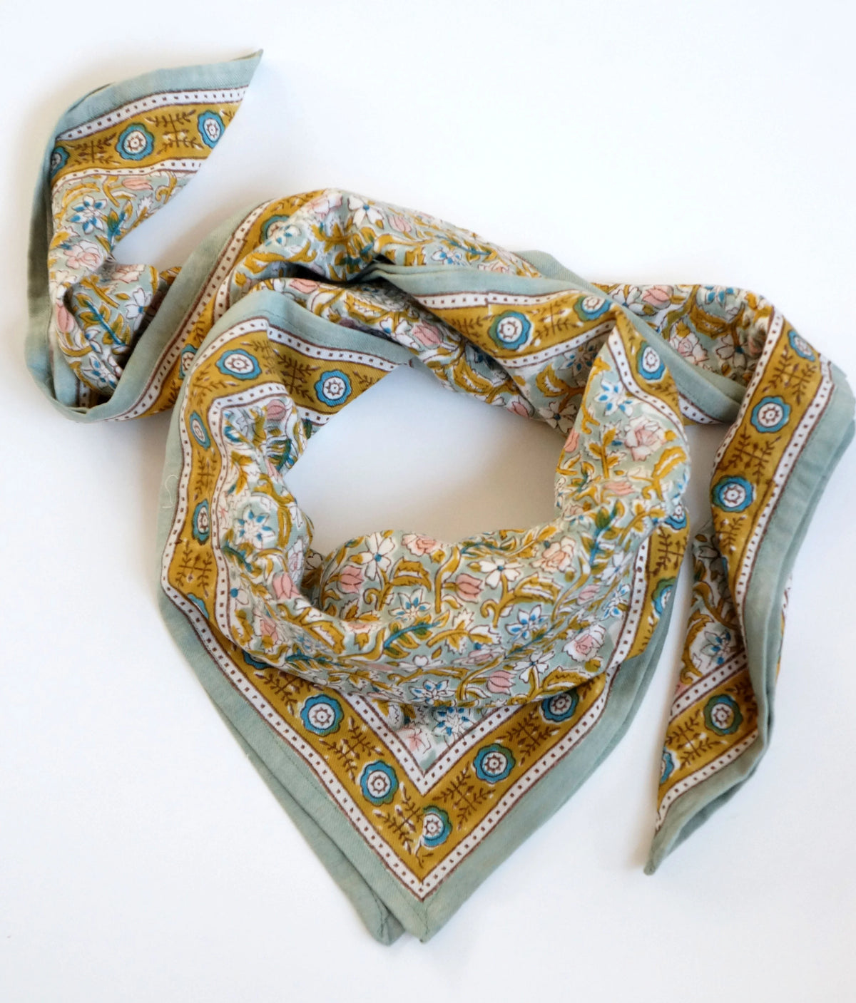 Grand Foulard Indien Absynthe Vert de Gris - Bonheur du Jour Paris