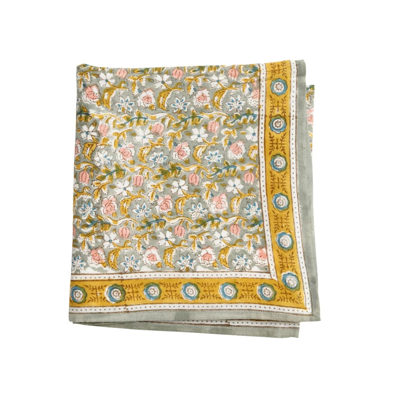 Grand Foulard Indien Absynthe Vert de Gris - Bonheur du Jour Paris