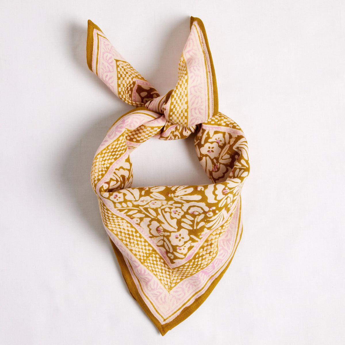Petit Foulard Indien Iris Olive - Bonheur du Jour Paris