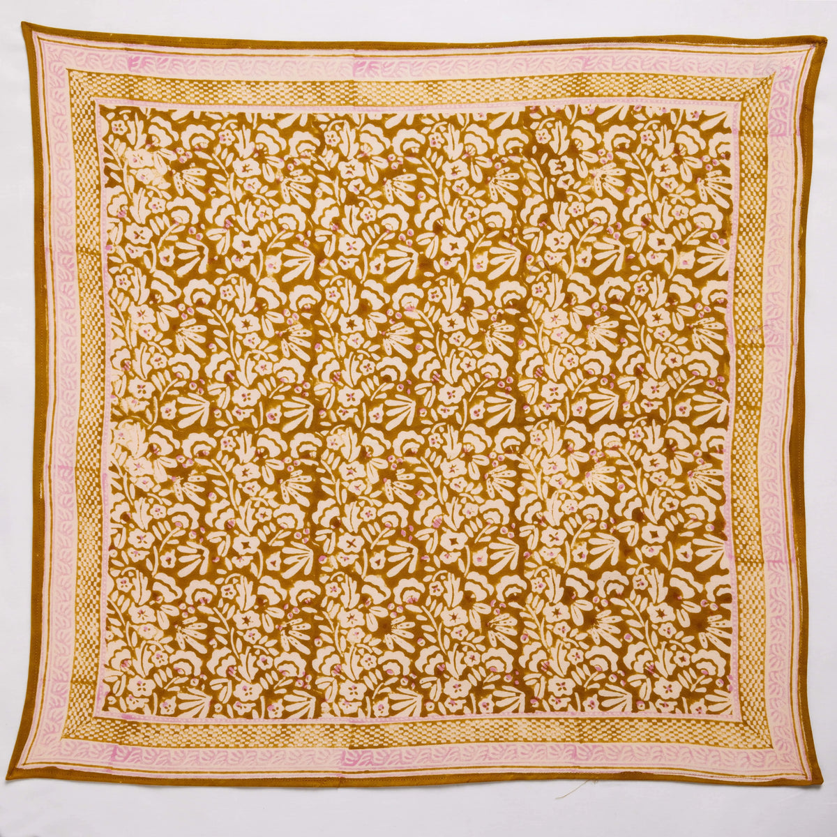 Petit Foulard Indien Iris Olive - Bonheur du Jour Paris