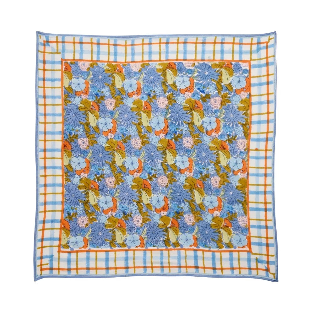 Grand Foulard Indien Magic Garden Pervenche - Bonheur du Jour Paris