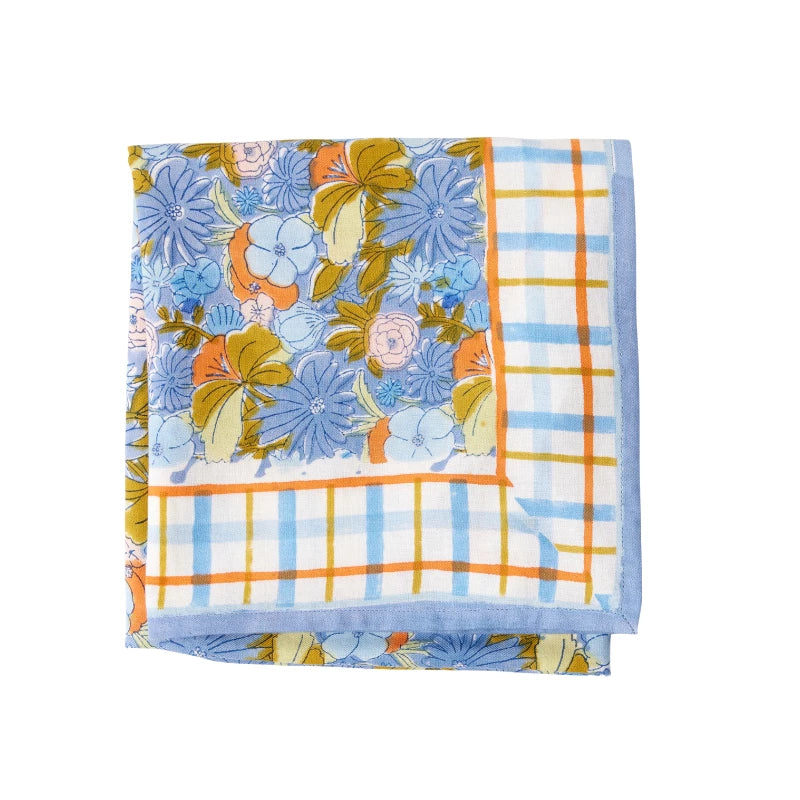 Grand Foulard Indien Magic Garden Pervenche - Bonheur du Jour Paris