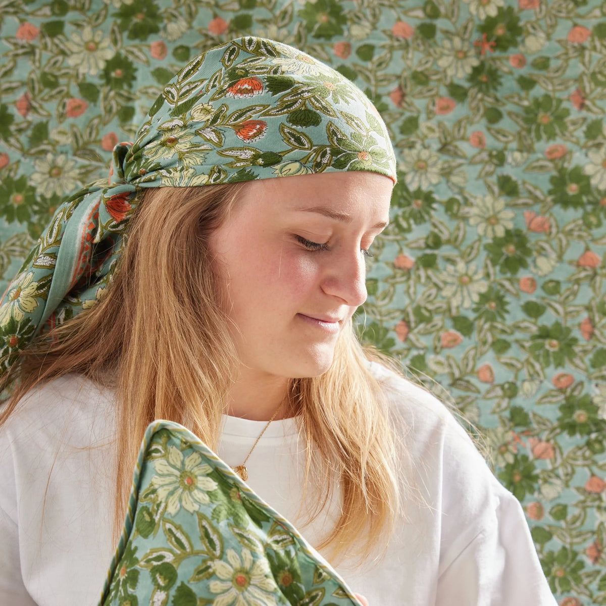 Grand Foulard Indien Meera Blue Green - Bonheur du Jour Paris