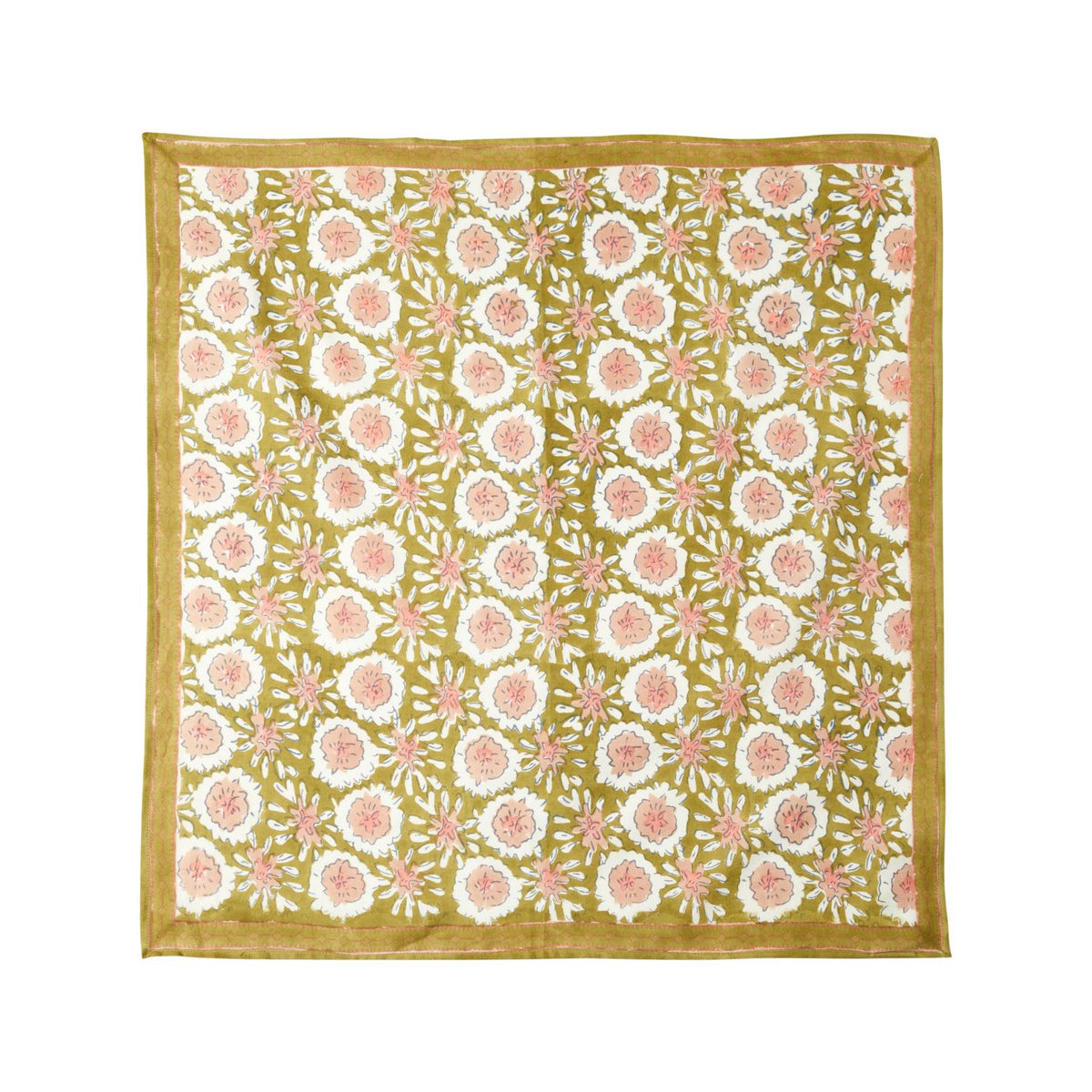 Grand Foulard Indien Margote Olive - Bonheur du Jour Paris