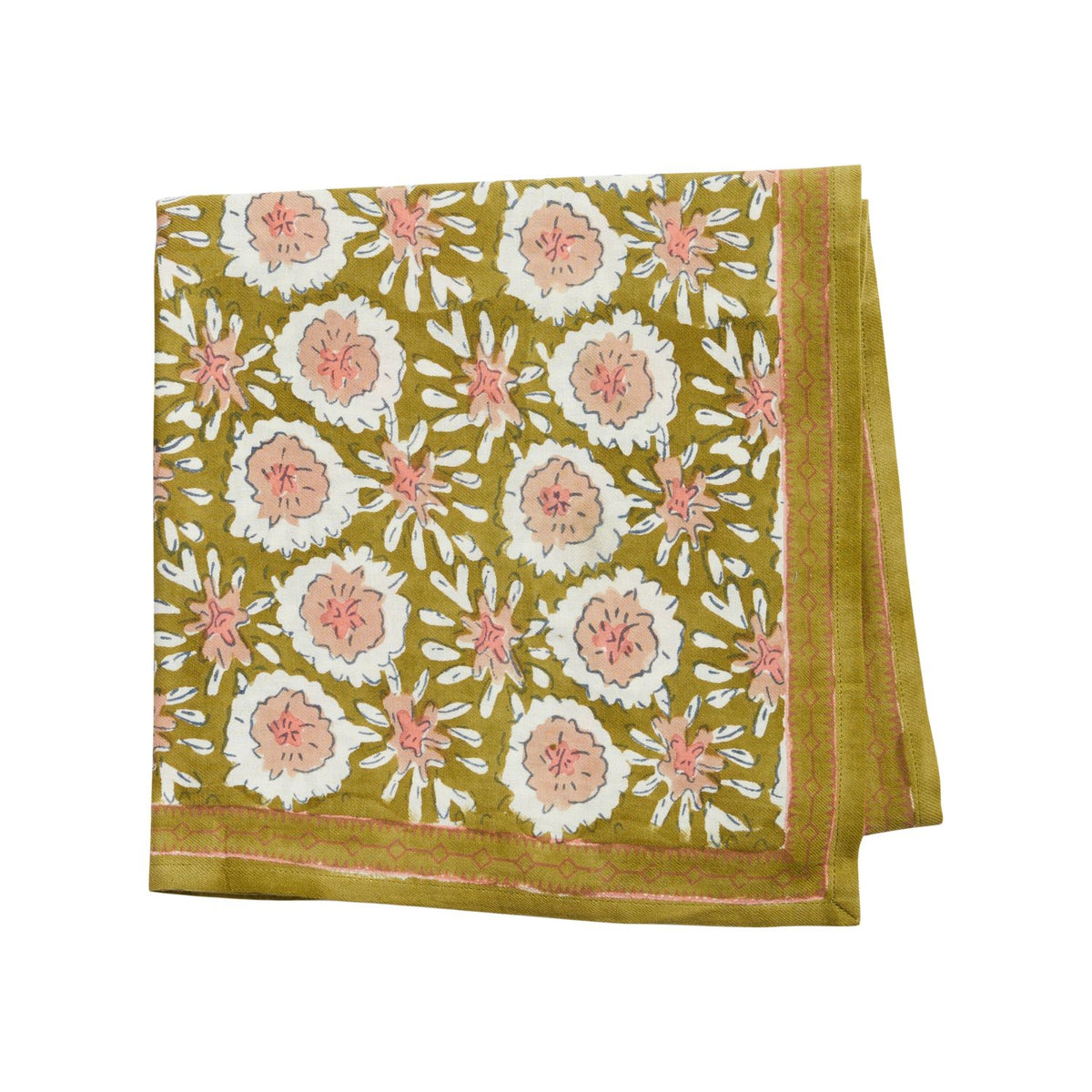 Grand Foulard Indien Margote Olive - Bonheur du Jour Paris
