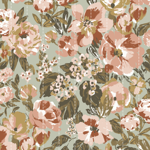 Tissu Satin de Coton Matelassé Jardin Amande La Maison Naïve pour échantillon