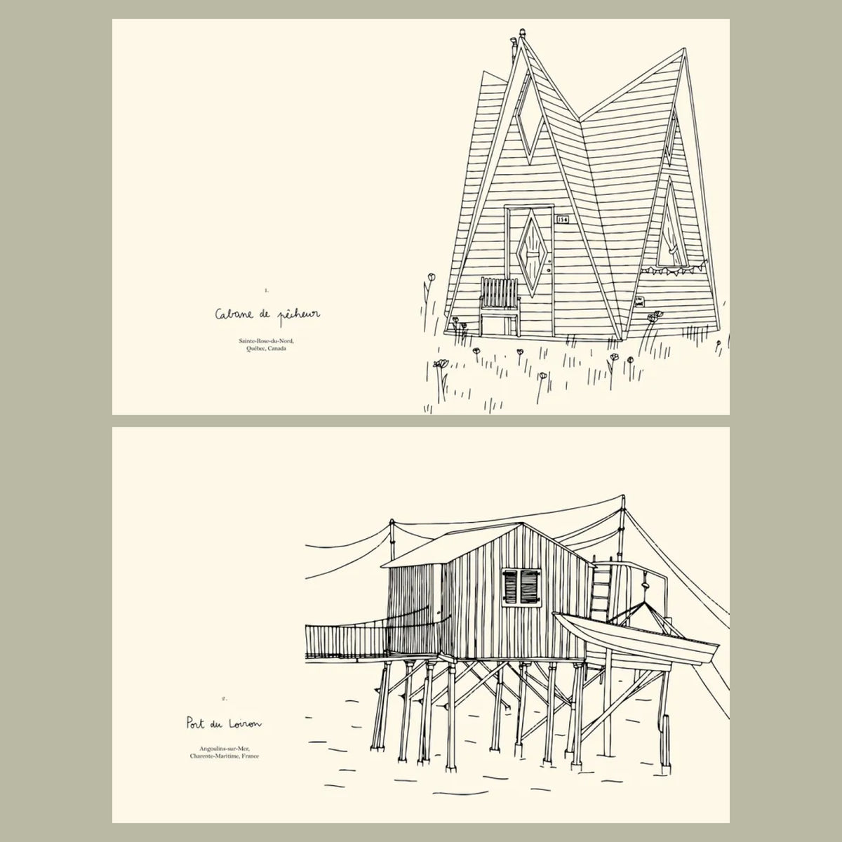 Illustrations du Livre Carnet de coloriages Cabanes par Zoé de las Cases chez Hachette Éditions
