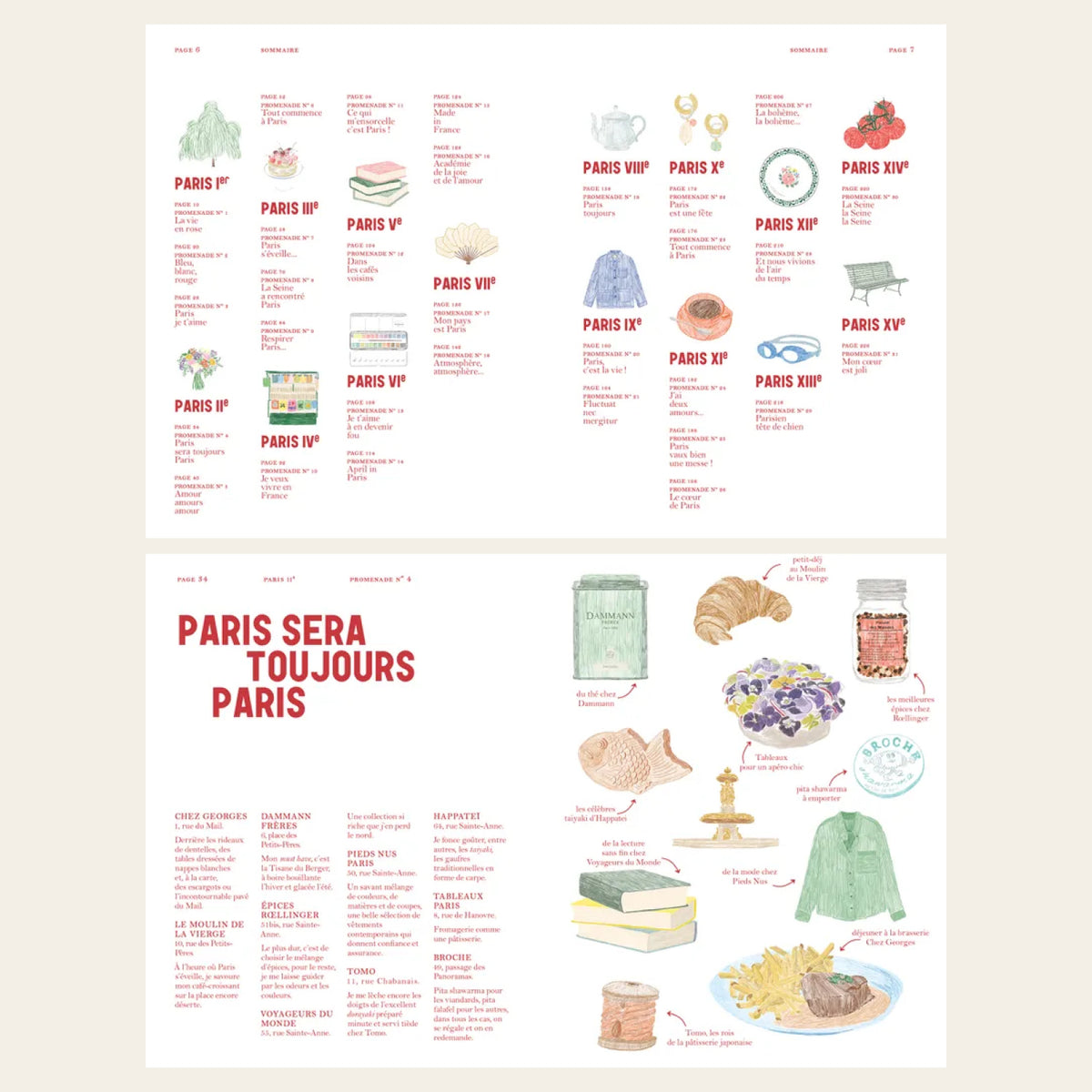 Pages intérieures du livre Paris Chéri Travel Book par Zoé de Las Cases chez Hachette