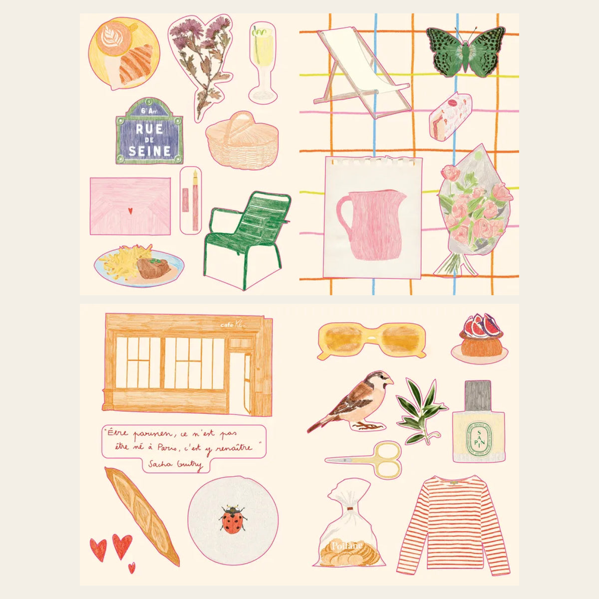 Pages intérieures du livre Paris Chéri Stickers Book par Zoé de Las Cases