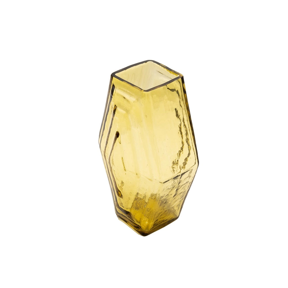 Petit Vase Hexagonal Vert Olive en Verre Recyclé La Maison Naïve
