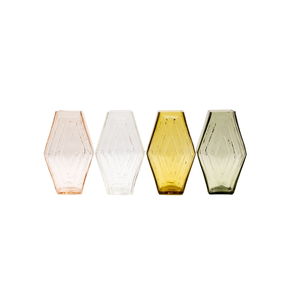 Petit Vase Hexagonal Rose en Verre Recyclé La Maison Naïve