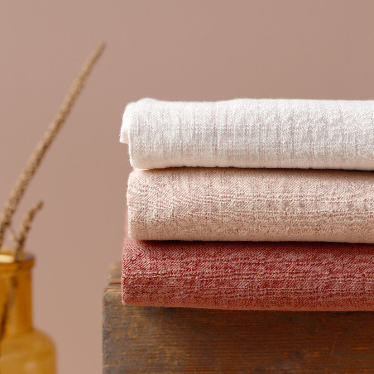 Coupons de Coton Tissé à Petits Carreaux Pétale La Maison Naïve