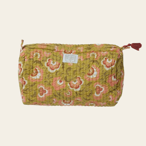 Trousse de Toilette Fleurs Indiennes Ganesh Olive - Bonheur Du Jour Paris Paris