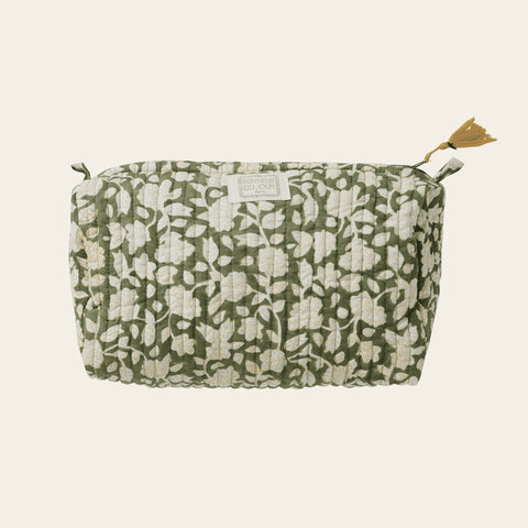 Trousse de Toilette Fleurs Indiennes Indi Jaya Vert - Bonheur Du Jour Paris