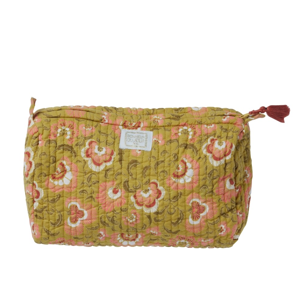 Trousse de Toilette Fleurs Indiennes Ganesh Olive - Bonheur Du Jour Paris Paris