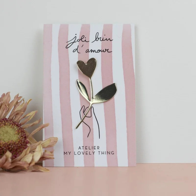 Pin's Joli Brin d'Amour de My Lovely Thing avec fleur et coeur doré